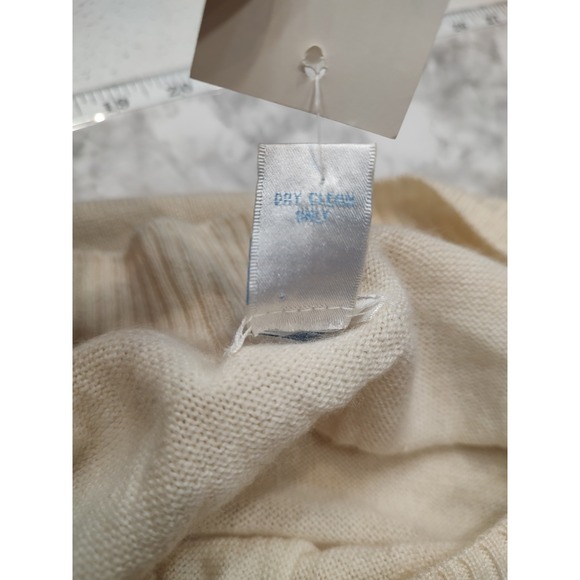 Aqua Women's Sweater Dress Size Large Ivory Long Sleeve Knit Tunic Puff Shoulder - Picture 4 of 7